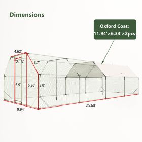 Galvanized Metal Walk-in Chicken Coop Cage With Poultry Run Hutch Hen House (Option: 3x8m)