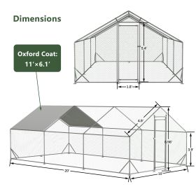 Large Metal Chicken Coop, Walk-in Chicken Run, Galvanized Wire Poultry Chicken Hen Pen Cage, Rabbits Duck Cages With Waterproof And Anti-Ultravio (Option: 3x6m)